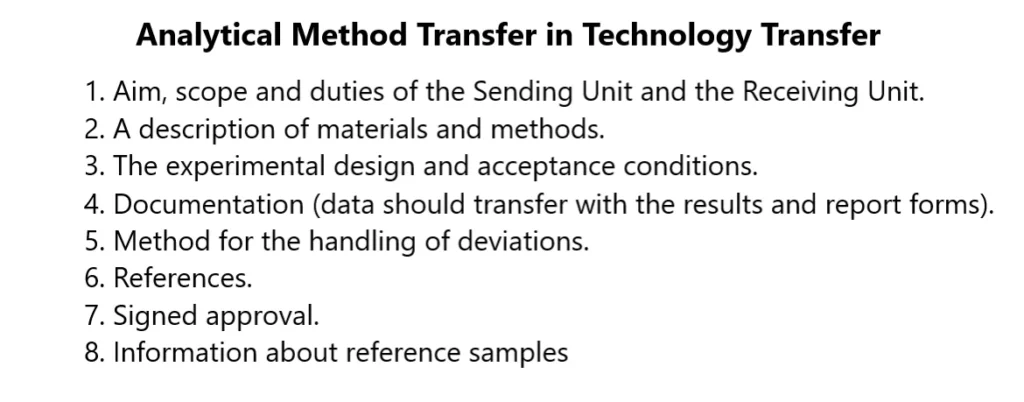 Analytical Method Transfer in Technology Transfer (TT) according to WHO guidelines